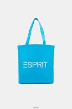Men Esprit Turquoise Logo Canvas Tote Bag Accessories XF444439