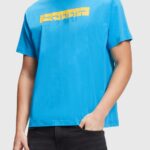 Men Esprit Turquoise Matte shine logo applique t-shirt T-Shirts XF4444618