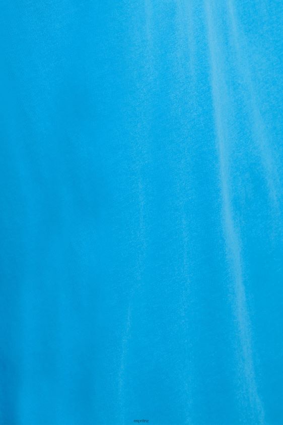 Men Esprit Turquoise Matte shine logo applique t-shirt T-Shirts XF4444618 - Image 4