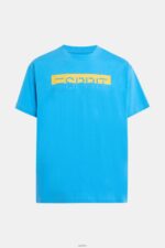 Men Esprit Turquoise Matte shine logo applique t-shirt T-Shirts XF4444618 - Image 5
