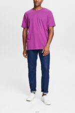Men Esprit Violet Plain T-shirt T-Shirts XF4444932 - Image 2