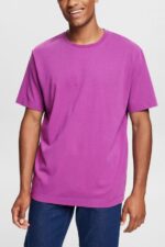Men Esprit Violet Plain T-shirt T-Shirts XF4444932