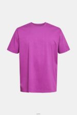 Men Esprit Violet Plain T-shirt T-Shirts XF4444932 - Image 5