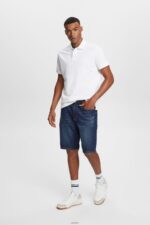 Men Esprit White Cotton Mesh Polo Shirt Polos XF4444567 - Image 2