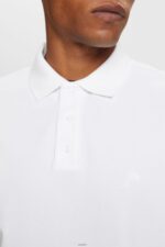 Men Esprit White Cotton Mesh Polo Shirt Polos XF4444567 - Image 3