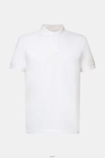 Men Esprit White Cotton Mesh Polo Shirt Polos XF4444567 - Image 5