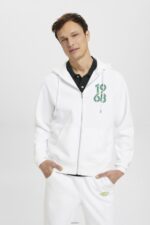 Men Esprit White Full-length zip hoodie Sweatshirts & Hoodies XF4444634