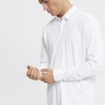 Men Esprit White Jersey long sleeve, 100% cotton Shirts XF4444680
