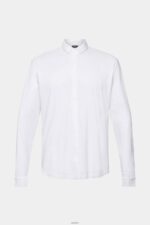 Men Esprit White Jersey long sleeve, 100% cotton Shirts XF4444680 - Image 5