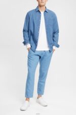 Men Esprit White Jersey long sleeve top Long Sleeve XF4444947 - Image 2