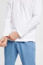 Men Esprit White Jersey long sleeve top Long Sleeve XF4444947 - Image 3