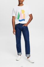Men Esprit White Jersey T-shirt with a print T-Shirts XF4444844 - Image 2