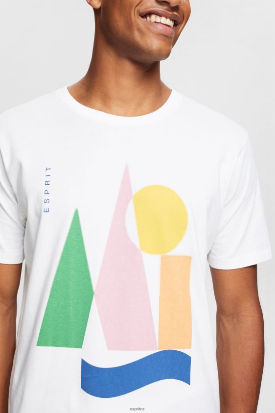 Men Esprit White Jersey T-shirt with a print T-Shirts XF4444844 - Image 3