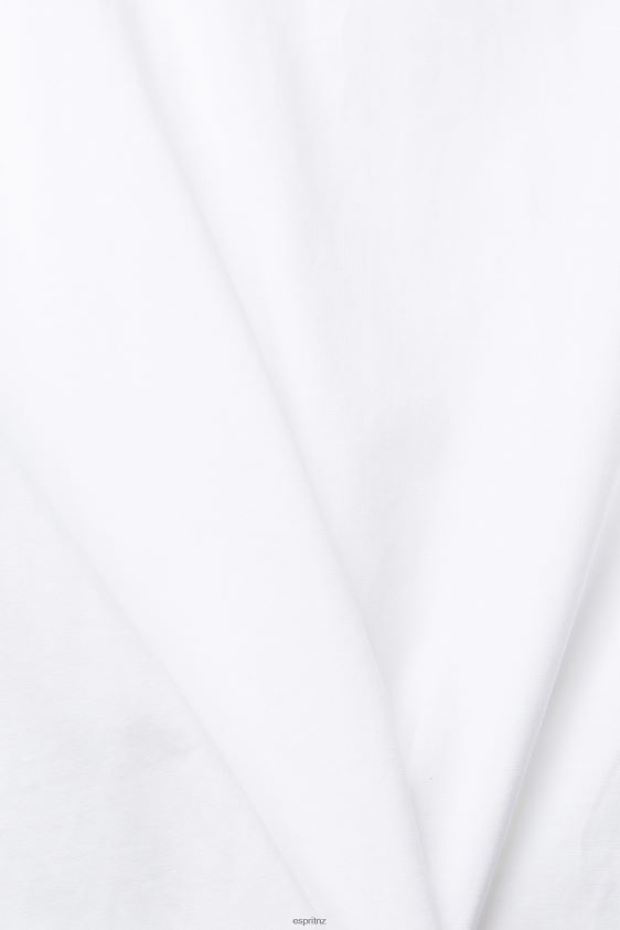 Men Esprit White Jersey T-shirt with an embroidered logo T-Shirts XF4444915 - Image 4