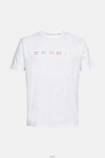 Men Esprit White Jersey T-shirt with an embroidered logo T-Shirts XF4444915 - Image 5