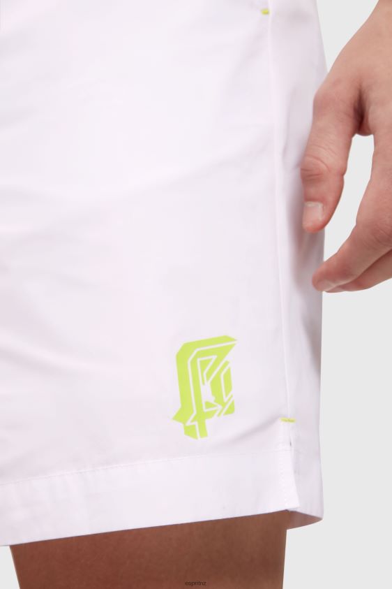 Men Esprit White Neon Waistband Relaxed Shorts Shorts XF4444890 - Image 2
