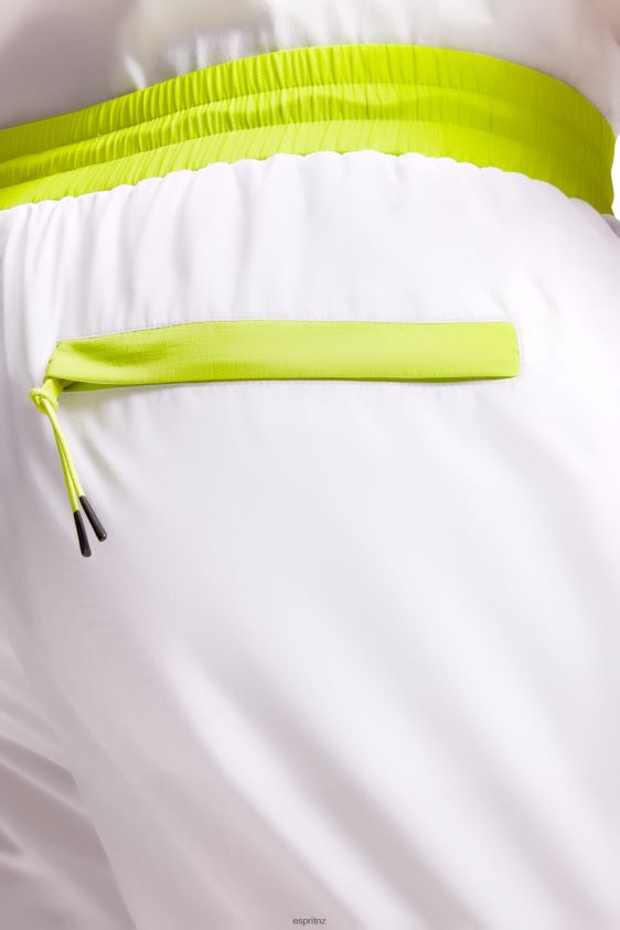 Men Esprit White Neon Waistband Relaxed Shorts Shorts XF4444890 - Image 3
