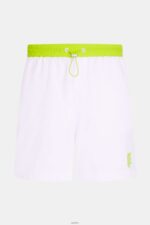 Men Esprit White Neon Waistband Relaxed Shorts Shorts XF4444890 - Image 4