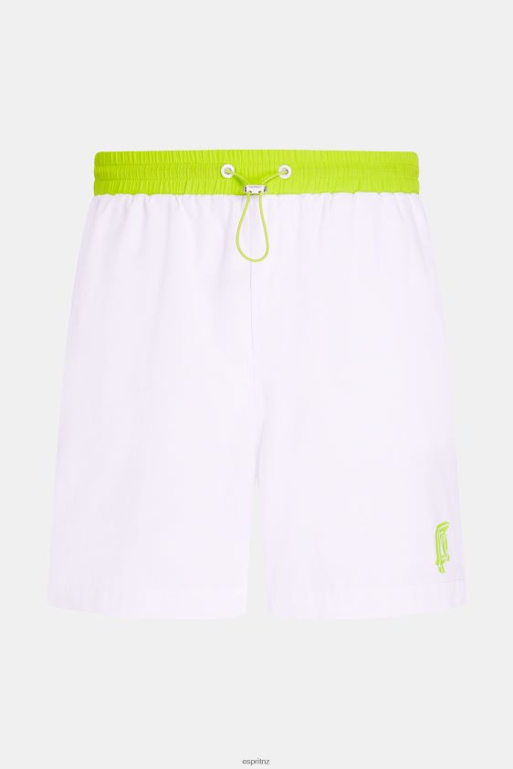 Men Esprit White Neon Waistband Relaxed Shorts Shorts XF4444890 - Image 4