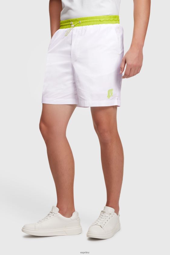 Men Esprit White Neon Waistband Relaxed Shorts Shorts XF4444890 - Image 1