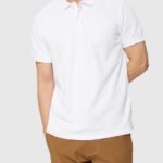 Men Esprit White Pima cotton pique polo shirt Polos XF4444924