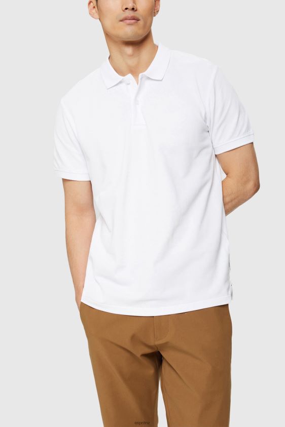 men_esprit_white_pima_cotton_pique_polo_shirt_polos_xf4444924.jpg Men Esprit White Pima cotton pique polo shirt Polos XF4444924 - Image 1