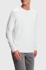 Men Esprit White Regular solid jersey t-shirt T-Shirts XF4444859