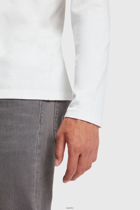 Men Esprit White Regular solid jersey t-shirt T-Shirts XF4444859 - Image 3