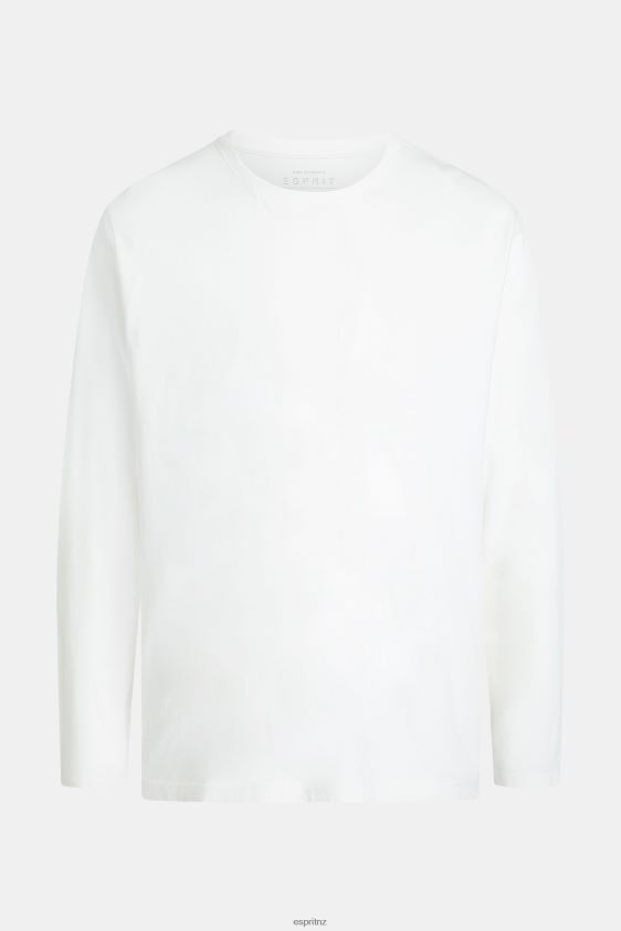 Men Esprit White Regular solid jersey t-shirt T-Shirts XF4444859 - Image 4
