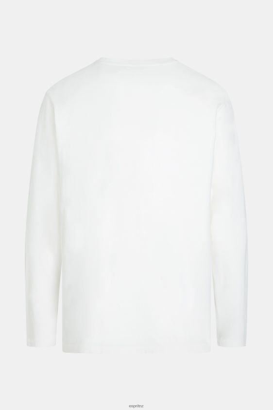 Men Esprit White Regular solid jersey t-shirt T-Shirts XF4444859 - Image 5