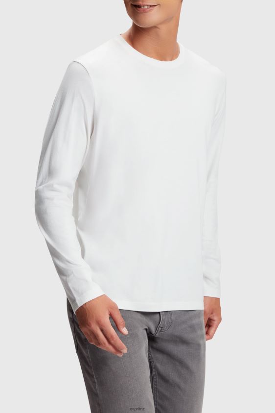 Men Esprit White Regular solid jersey t-shirt T-Shirts XF4444859 - Image 1