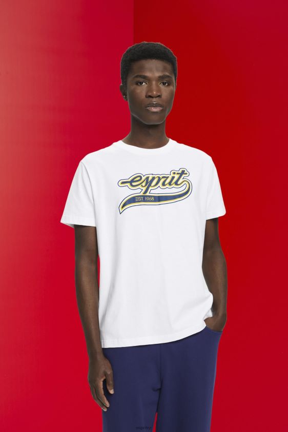 men_esprit_white_retro_logo_print_cotton_t_shirt_t_shirts_xf4444629.jpg Men Esprit White Retro logo print cotton t-shirt T-Shirts XF4444629 - Image 1