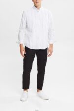 Men Esprit White Shirt with striped pattern Shirts XF4444911 - Image 2
