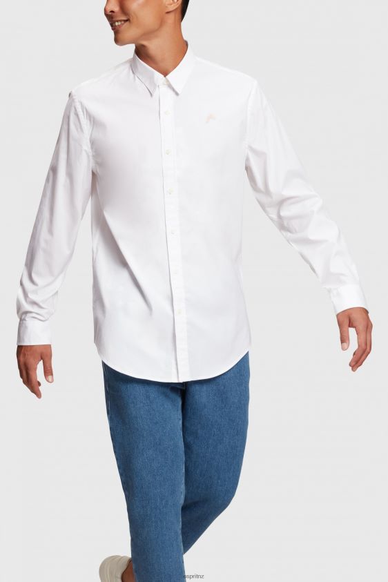Men Esprit White Slim fit dolphin badge poplin shirt Shirts XF4444802 - Image 2