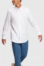 Men Esprit White Slim fit dolphin badge poplin shirt Shirts XF4444802