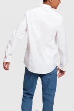 Men Esprit White Slim fit dolphin badge poplin shirt Shirts XF4444802 - Image 3