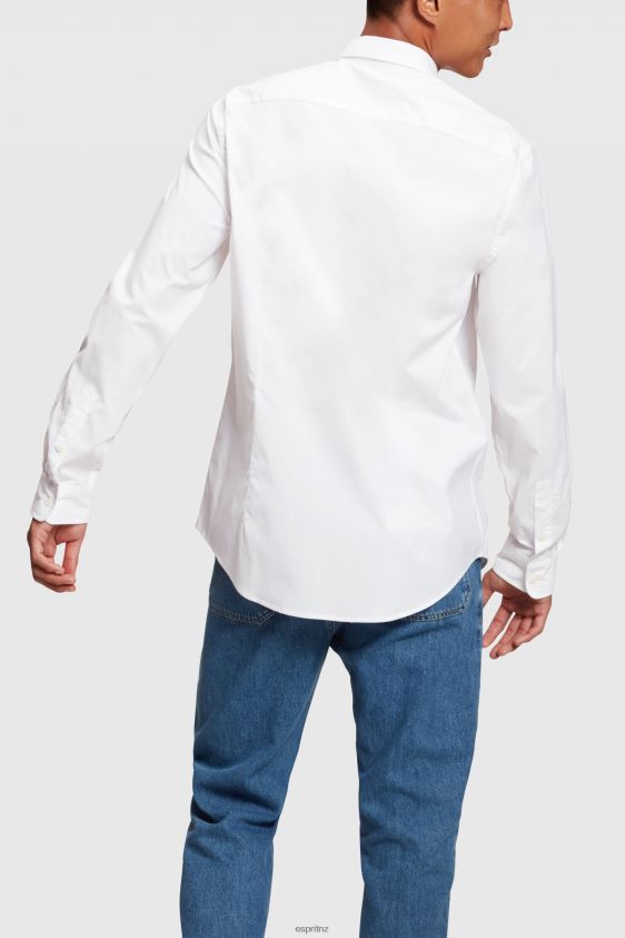 Men Esprit White Slim fit dolphin badge poplin shirt Shirts XF4444802 - Image 3