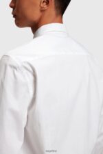Men Esprit White Slim fit dolphin badge poplin shirt Shirts XF4444802 - Image 5