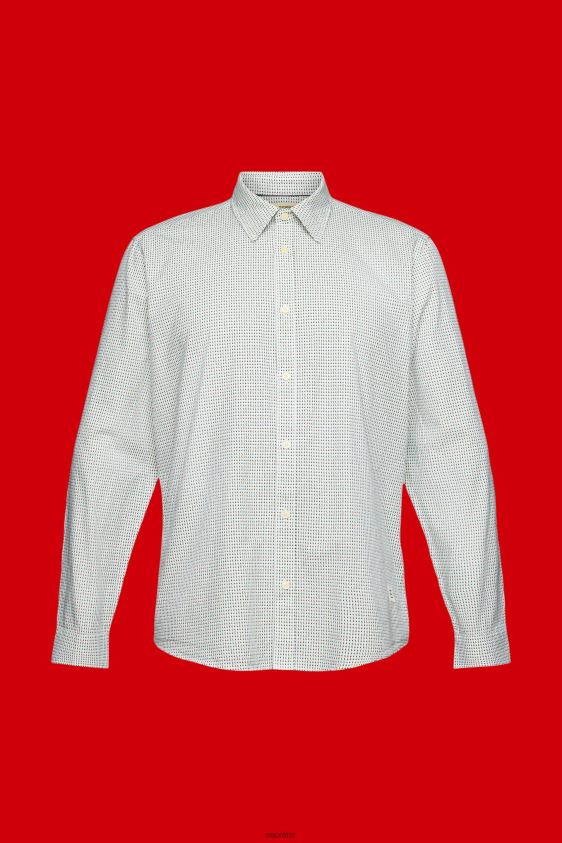 Men Esprit White Slim fit shirt with all-over pattern Shirts XF4444777 - Image 5