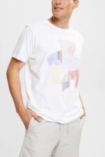 Men Esprit White Sustainable cotton illustration t-shirt T-Shirts XF4444939