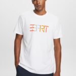 Men Esprit White T-shirt with front print, 100% cotton T-Shirts XF4444738