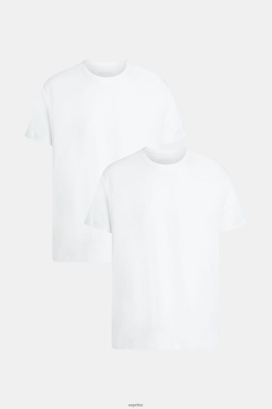 Men Esprit White Two-pack crewneck cotton t-shirts T-Shirts XF4444856 - Image 4