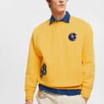 Men Esprit Yellow Varsity patch sweatshirt Sweatshirts & Hoodies XF4444810