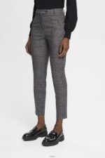 Women Esprit Anthracite High-rise checked trousers Trousers & Pants XF4444249