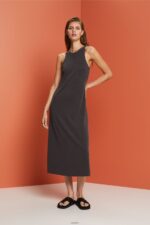 Women Esprit Anthracite Modal-Blend Tank Midi Dress Dresses XF444452