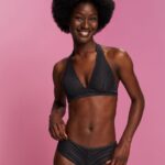 Women Esprit Anthracite Recycled: halterneck soft bra with lace Top XF444477