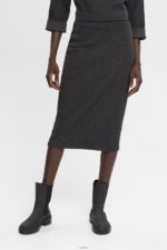 Women Esprit Anthracite Rib knit pencil skirt Skirts XF4444431