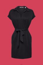 Women Esprit Anthracite V-necked midi dress Dresses XF444473 - Image 5