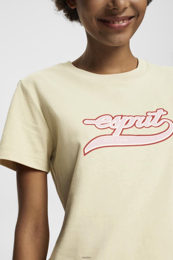 Women Esprit Beige Cotton T-shirt with printed logo T-Shirts XF4444143 - Image 3