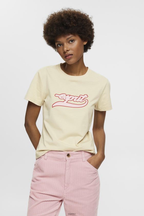 Women Esprit Beige Cotton T-shirt with printed logo T-Shirts XF4444143 - Image 1